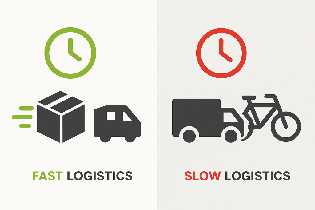 Infographie logistique rapide vs logistique lente